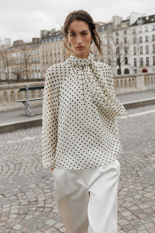 Alméa - Blouse ivory dot